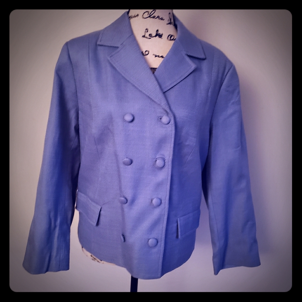 Periwinkle Blue Textured Talbots Blazer